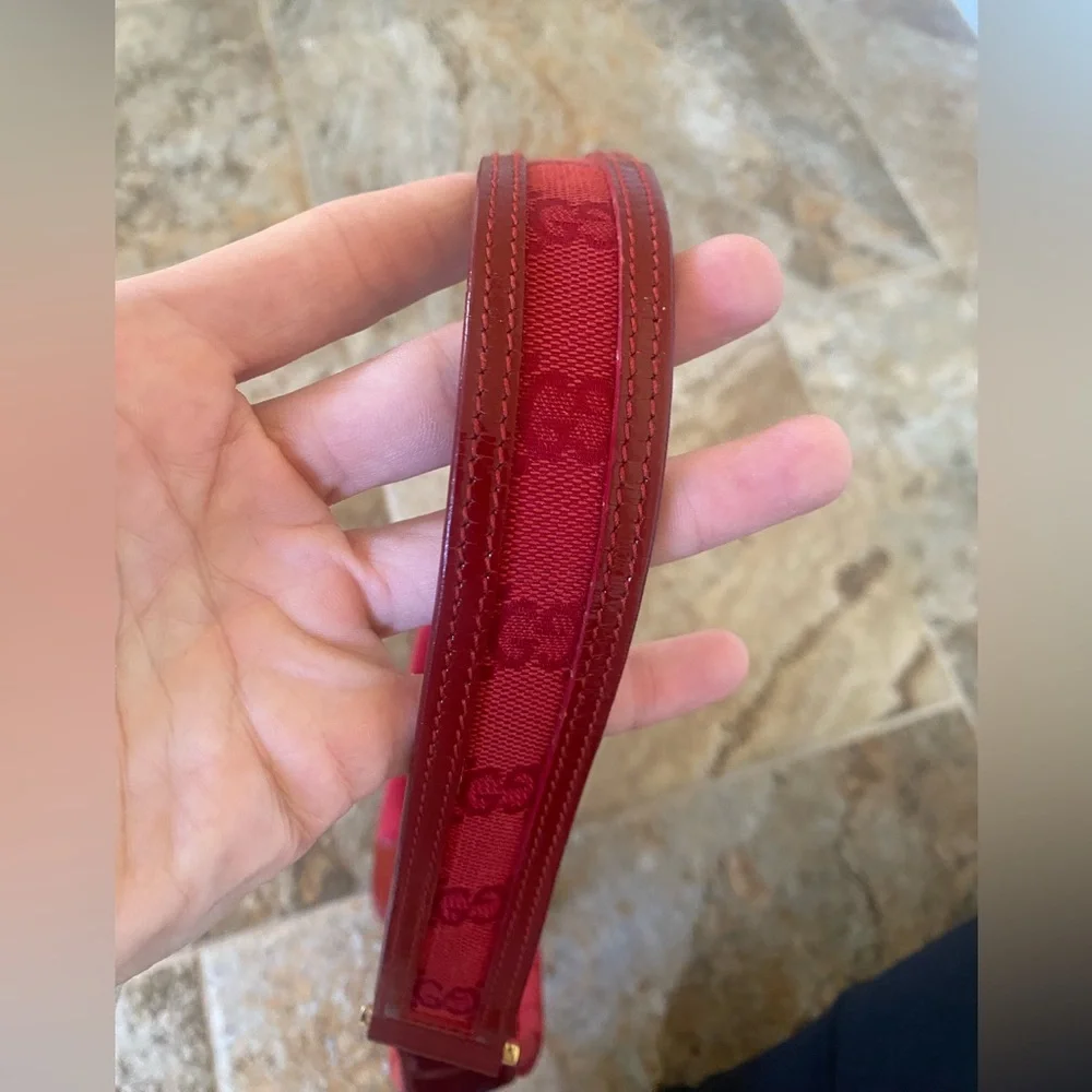 👜Authentic Gucci GG Canvas Shoulder Bag - Red - Picture 9 of 16